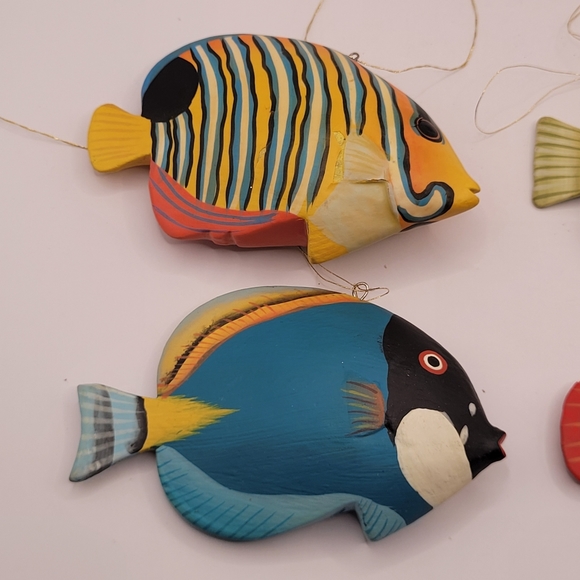 Hand Painted Wood Fish Ornaments - Picture 4 of 7